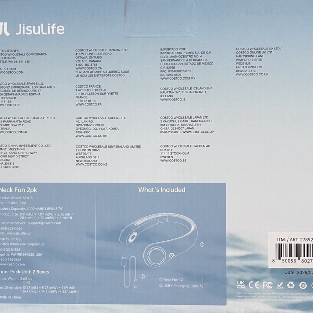 JisuLife White Neck Fan 2-Pack - Picture 3 of 3